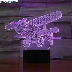 BOCHSBC 3D лампа самолет 7 цветов изменить акриловая настольная лампа сенсорный изменить цвета искусство ночник для спальни украшения огни