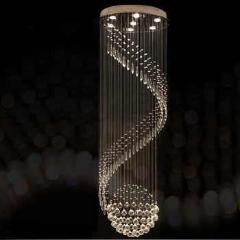 

Manggic Modern Crystal Chandelier For Spiral Design LED Luxury Crystal Lamp Hanging Interior Ladder Corridor Lamp