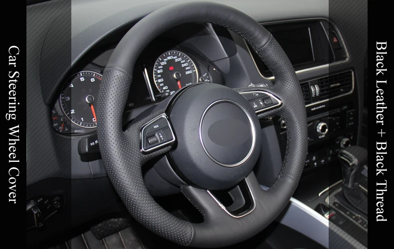 Lqtenleo черная искусственная кожа ручная прошивка автомобиля рулевое колесо Крышка для Audi Q3 Q5 2013