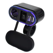 Motorcycle 12V 24V 2 Dual USB Charger Cigarette Lighter Charging System Power Socket for ATV Boat