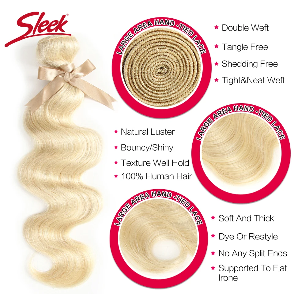 Sleek 613 Honey Blonde Bundles Body Wave Brazilian Hair Weave Bundles 100% Remy Hair Extensions 1/3/4 Bundles 10 to 26 Inches Sleek 613 Honey Blonde Bundles Body Wave Brazilian Hair Weave Bundles 100% Remy Hair Extensions 1/3/4 Bundles 10 to 26 Inches