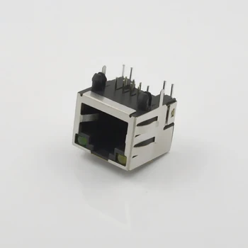 

50pcs RJ45 network socket connector interface 56-8P8C LED green yellow light with shrapnel shield