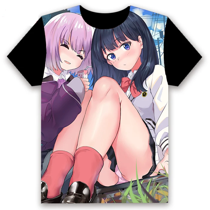 Мужская футболка черная с коротким рукавом и принтом в стиле аниме SSSS.GRIDMAN Shinjo Akane
