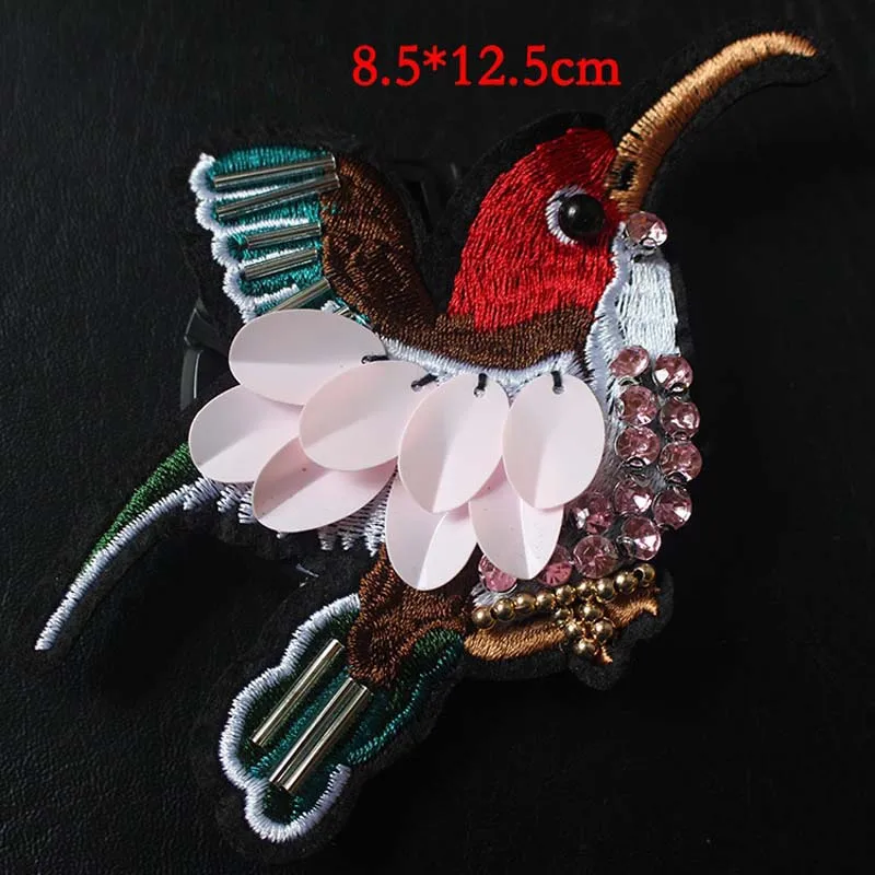 

1Pc 3D Handmade Rhineston beaded Patches Birds cock Sew on sequined patch for clothing beading Applique RP06