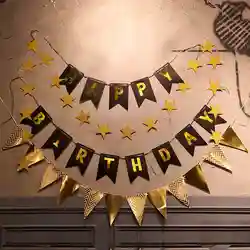 Золотой черный с днем рождения баннер гирлянда для взрослых Папа Отец мальчик девочка вечерние друг партии идеи блеск звезда воздушный шар