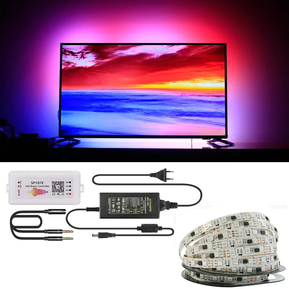 

RGB LED Strip Light DC 12V LED TV Flexible Strip lamp Kitchen Decoration LED Strip RGB Waterproof With SP107E Remote Control