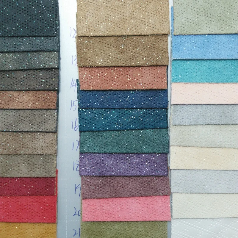 

1 YARD Synthetic Letaher, PU Leather, Embossed Plaids Nubuck Leather with Glitter Powder For DIY Accessories P1977