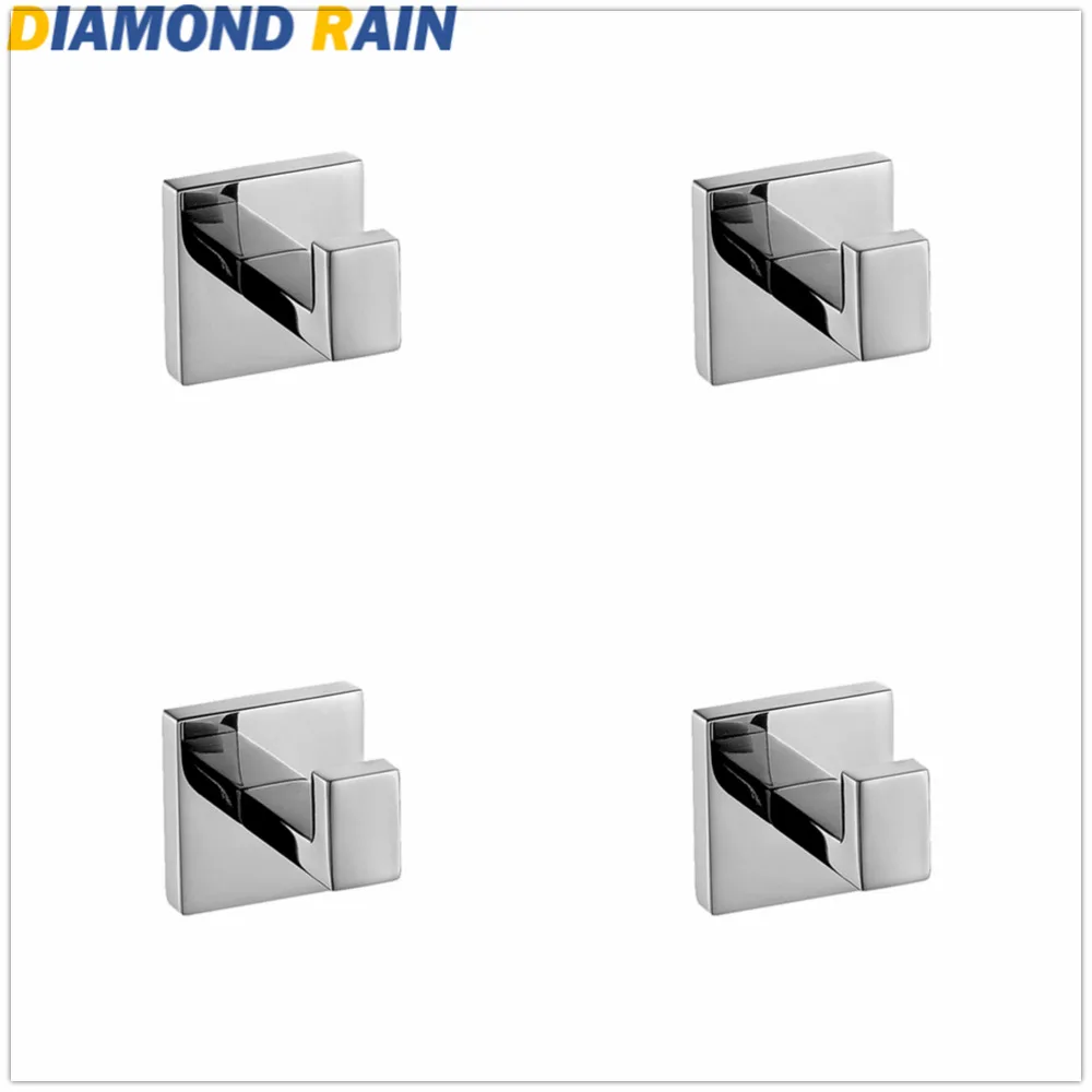

Modern 304 Stainless Steel Chrome Robe Hook Square Wall Mounted Coat Hook Bath Towel Hook DR-09