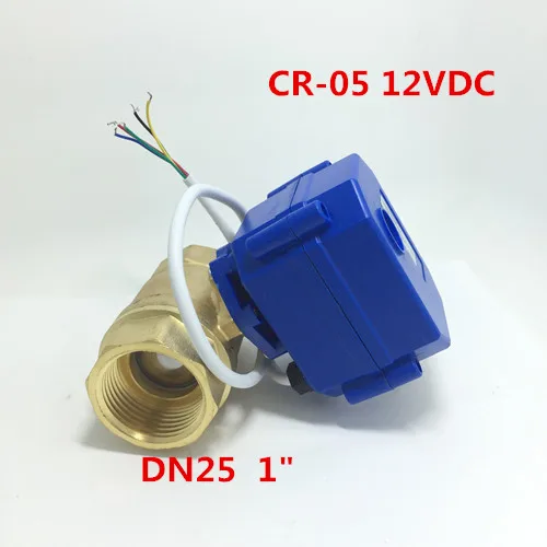 Free Shipping 1" Dn25 Dc12v Brass Two Way Motorized Ball Valve, Cr05