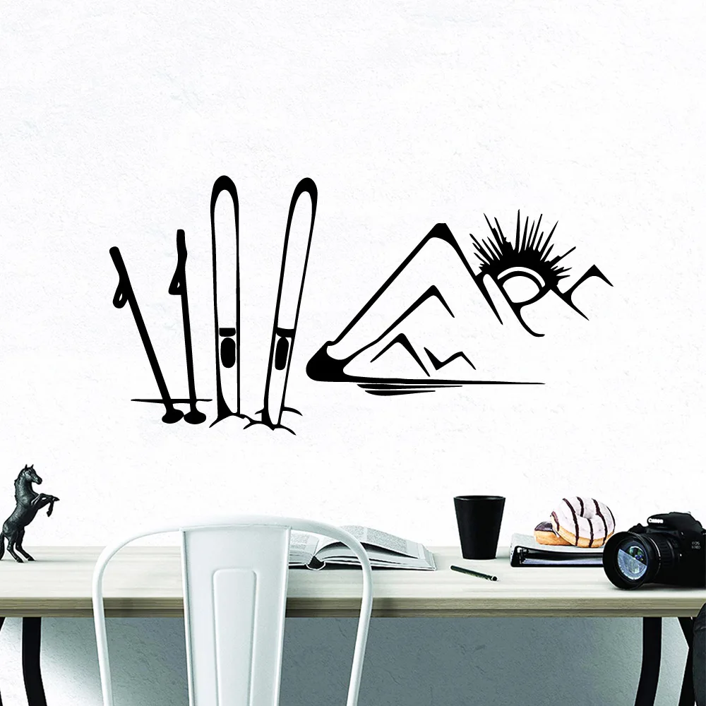 

Sunrise Skiing Wall Stickers Mirror Sticker For Home Decor Living Room Bedroom Background Wall Art Decal Drop Shipping