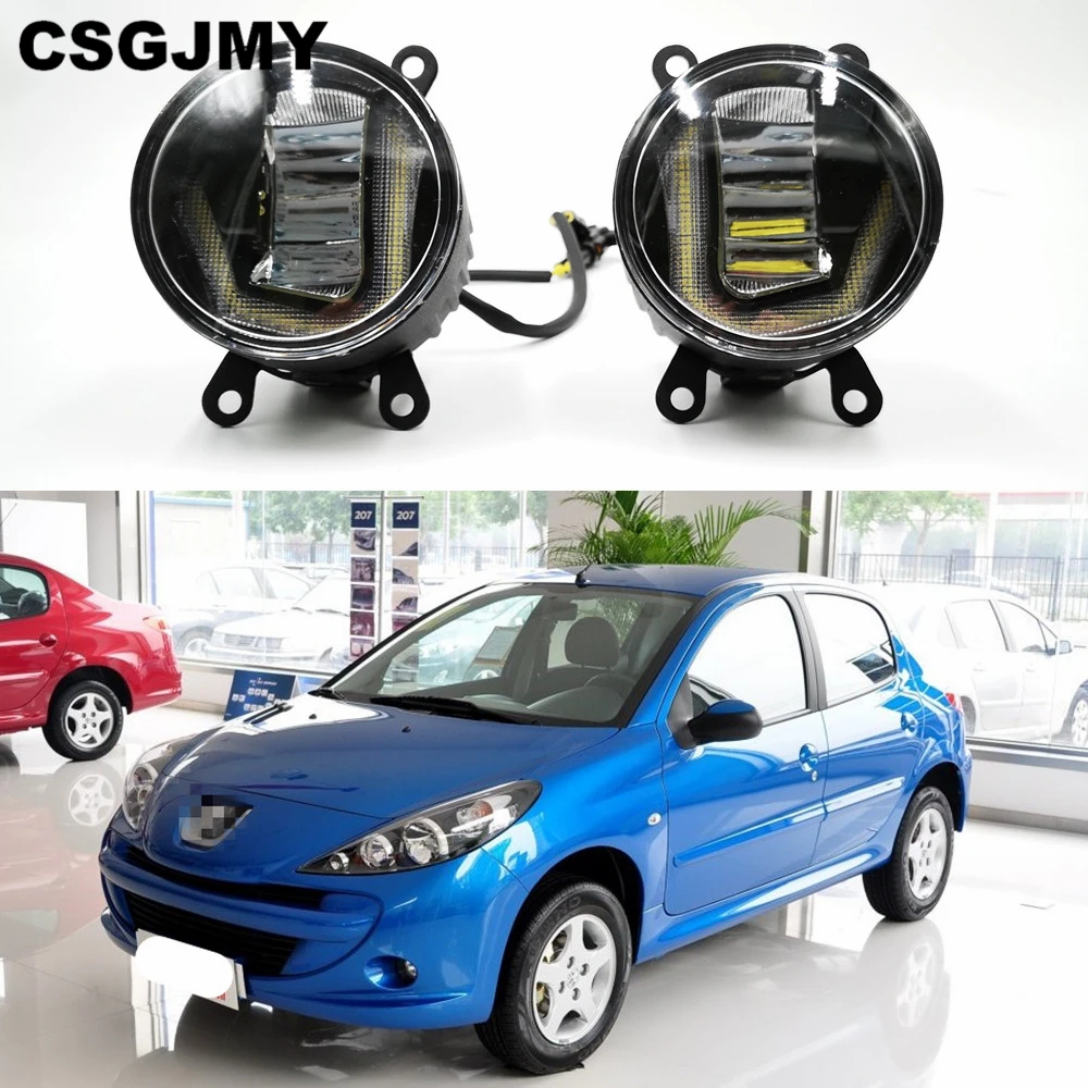 

3-IN-1 Functions Auto LED For Peugeot 207 2009 - 2012 2013 DRL Daytime Running Light Car Projector Fog Lamp with yellow signal