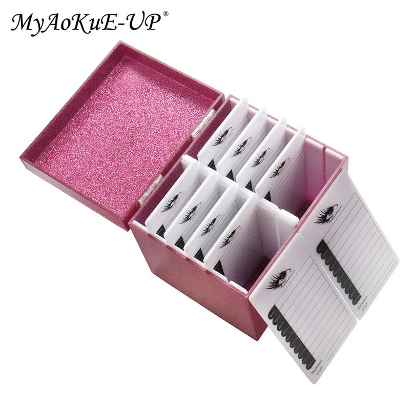 10 слоев коробка для хранения ресниц органайзер для макияжа клей дисплей держатель Чехол 3 цвета - Цвет: rose
