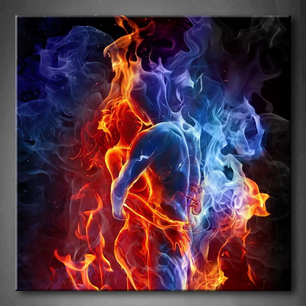 

1 Pic Framed Wall Art Pictures Couple Kiss Man Woman Canvas Print Artwork People Posters With Wooden Frames For Decor