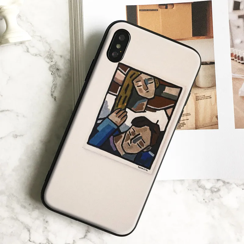 

Lovers Abstract painting Coque TPU soft silicone Phone Case cover Shell For Apple iPhone 5 5s Se 6 6s 7 8 Plus X XR XS MAX