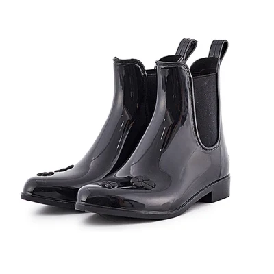

Women Fashion PVC Mid-calf Rain Boots Buckle Female Non-slip Flat Heels Waterproof Woman Water Shoes Pink girl Jelly Shoes