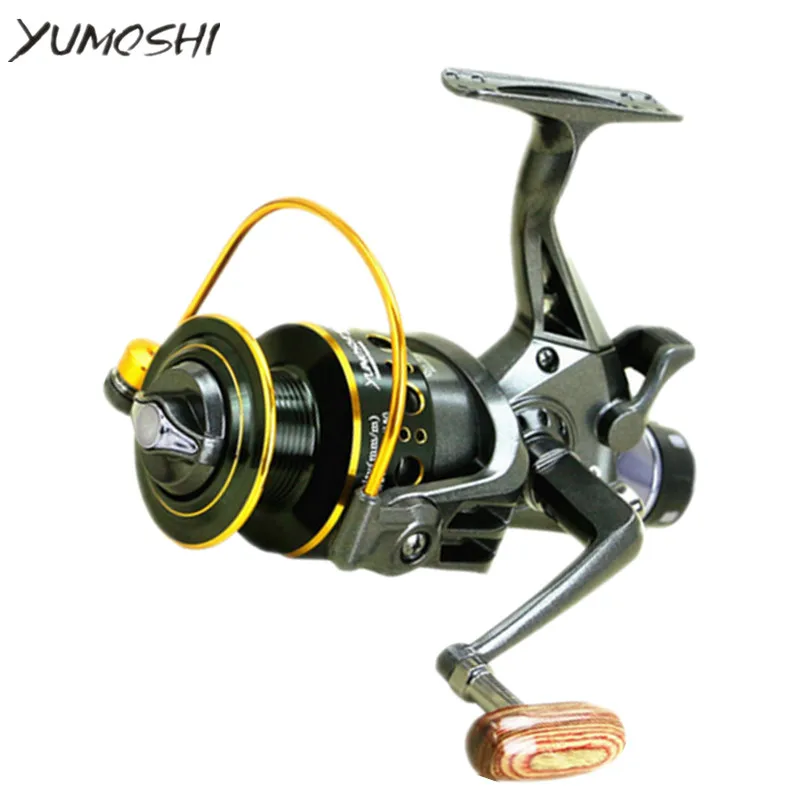 Beste YUMOSHI 5.2 1 10 1 BB visserijspoel Voor en Achter Slepen rollen spinnewiel Dubbele Rem Ontwerp Visserij reel Super sterke Karper