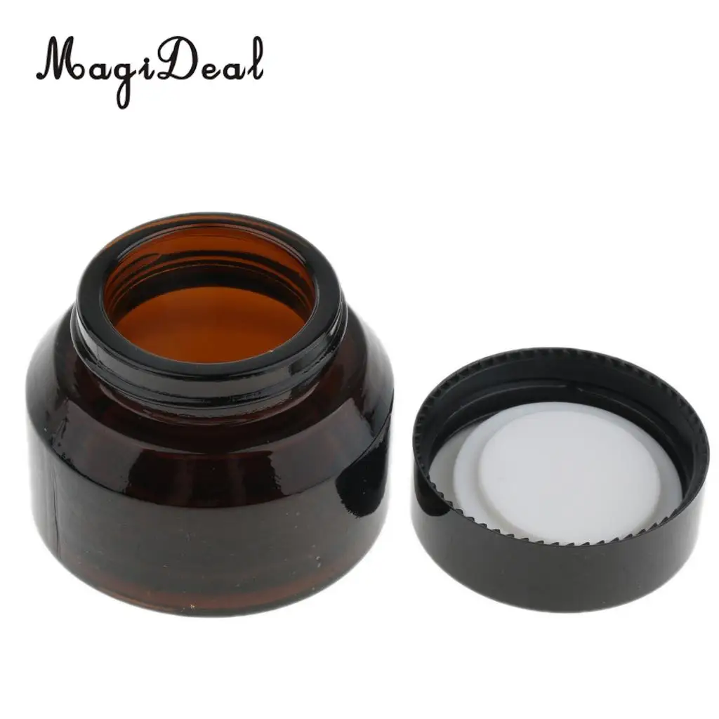 6pcs Glass Empty Container Jar with Black Screw Top Lid for Cosmetic Makeup Sample Lotion Cream Lip Balm Nail Arts Eyeshadow