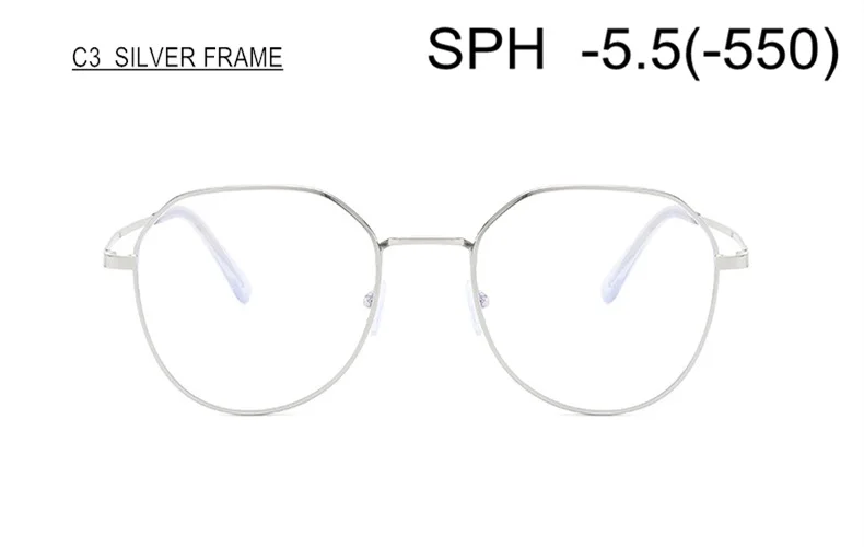 Очки SWOKENCE для близорукости SPH от 0 до 6,0 для женщин и мужчин, очки для близоруких с диоптрий готовой продукции F153 - Цвет оправы: SILVER (-5.5)