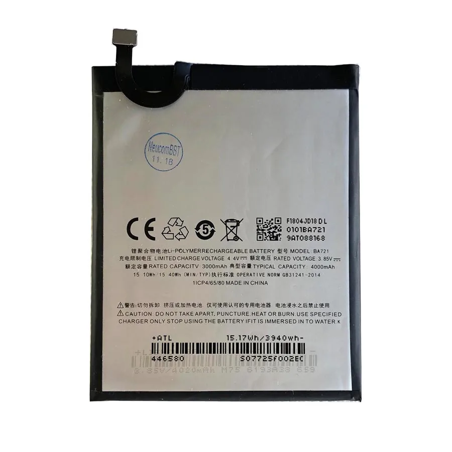 

Battery BA721 for meilan note 6 battery M6 Note M721Q meilan note 6 battery Neucombbt
