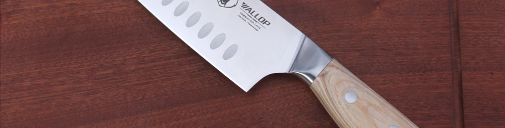 Нож WALLOP Santoku-немецкий Высокоуглеродистый нож из нержавеющей стали для мяса овощной нож шеф-повара-нескользящая эргономичная ручка-7''