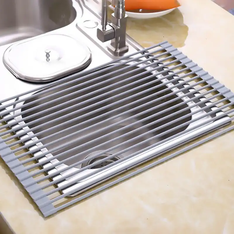 Roll Up Dish Drying Rack Over Sink Multipurpose Silicone Dish