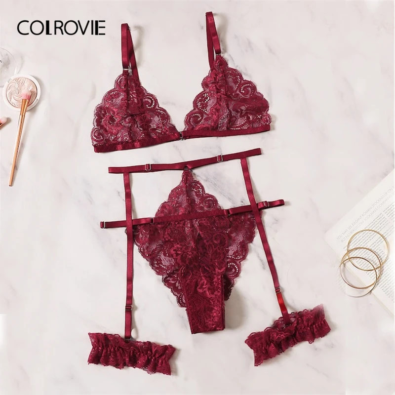 burgundy bra and panty set
