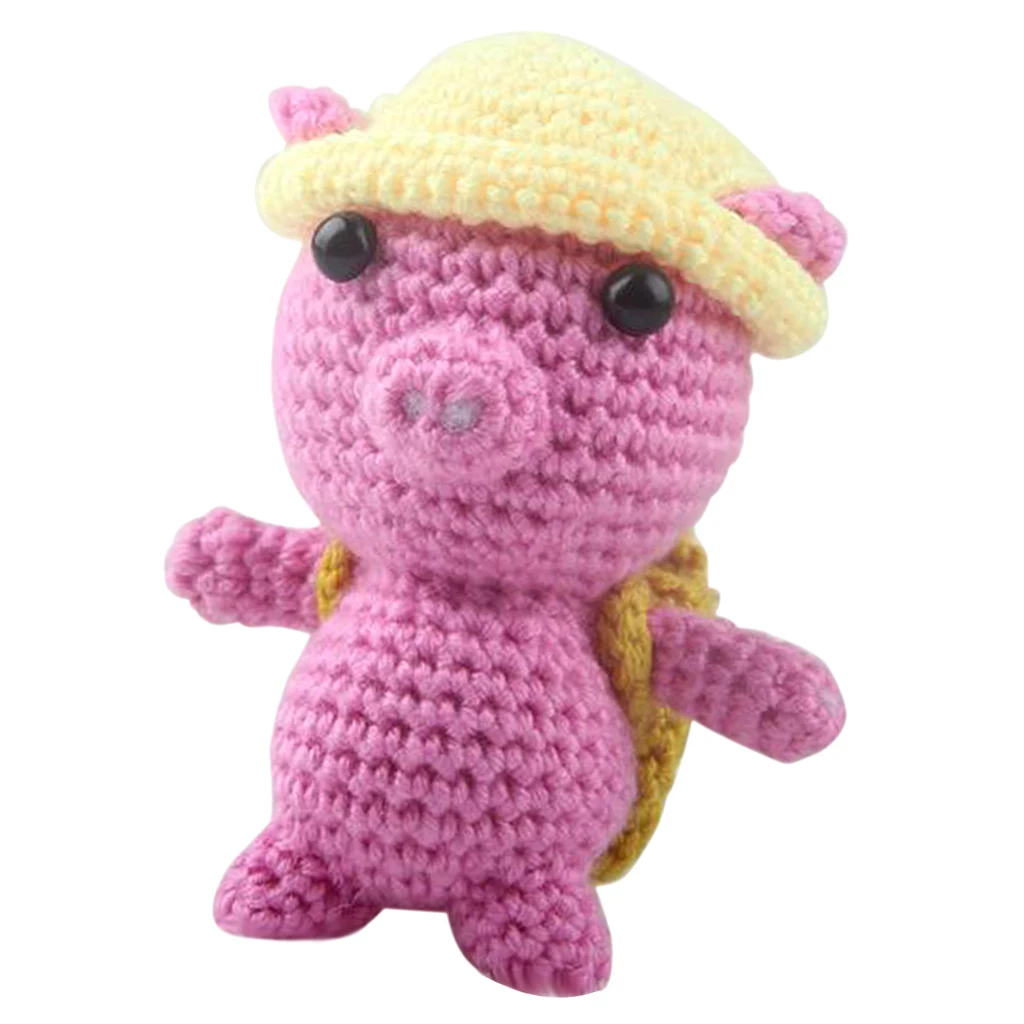 fityle Lovely Pink Pig Crochet Doll Kit for Adults Beginners Learn to Knitting Sewing Christmas Crafts