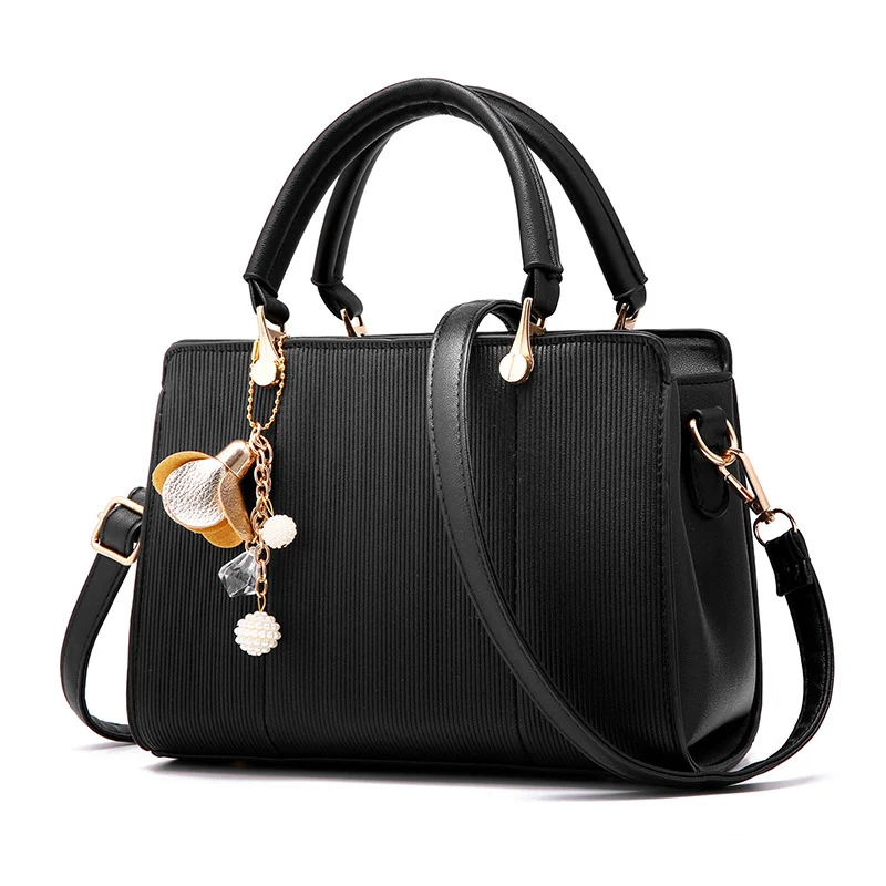 Women Handbag Luxury Bags Patchwork Women Solid Chains Rivet Bag Leather Designer Handbag HairBall Shoulder Kabelka SS7020 (1)