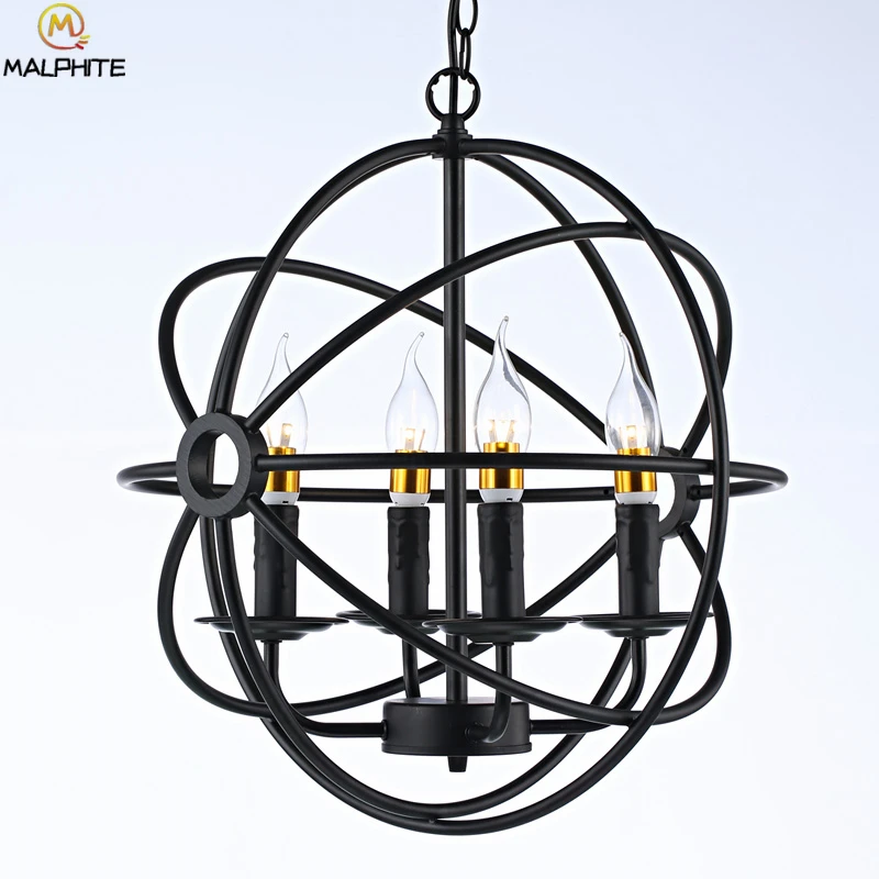  Modern Industrial LED Chandelier Lighting Metal Globe Hanging lampadari lamp Vintage Ball Cage deco - 32891057257