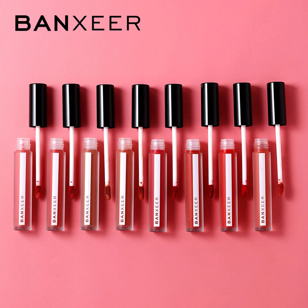 Прямая поставка, BANXEER, Женский матовый блеск для губ, бархатная жидкая губная помада водонепроницаемая, полный оттенок, насыщенные губы, инструмент для макияжа, аксессуары SMJ
