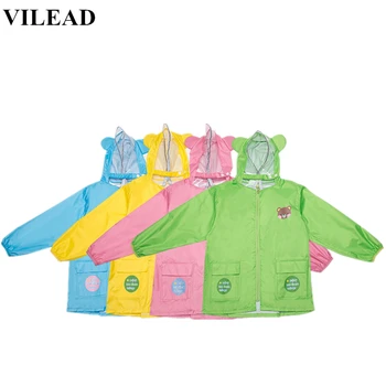 

VILEAD Solid Polyester Children Raincoat Cute Animal Waterproof Rain Coat Boys Girls Breathable Poncho Outdoor Portable Rainwear