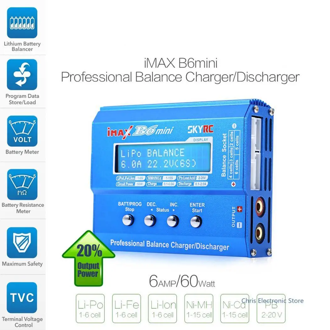 

Portable Mini Smart Balance Charger Discharger Model Airplane 1~15 Cell 2V~20V Remote Control Aircraft Charger