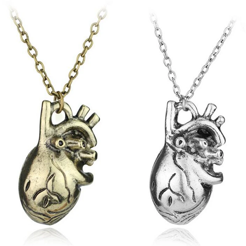 Fashion Anatomy Of Hollow Organ Heart Pendant Necklace Vintage Healthy