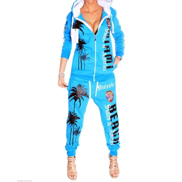 ZOGAA 2018 New Women Sweat suit Set Fashion 2 Parts Hooded Sweatshirt