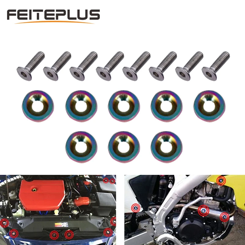 

8x Universal M6 x 20mm Aluminum Screw Washer Fender Washers Bolts Engine Screws Kit Set For BMW
