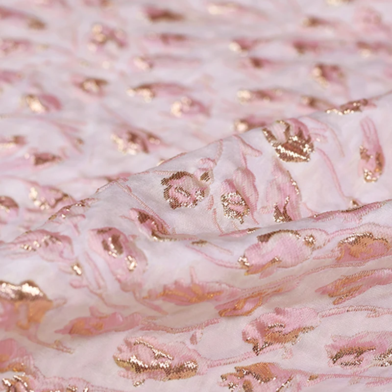 

The French three-dimensional small buds jacquard tapestry satin fashion fabric for coat dress tissu au meter bright cloth DIY