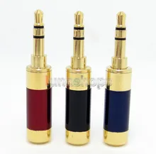 3.5mm Red Straight Jack Audio Connector male adapter For DIY Solder Plug