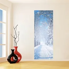 Winter Snow Door sticker Wall Stickers DIY Mural Bedroom Home Decoration 3D Wall Stickers Poster Door Stickers Wallpaper