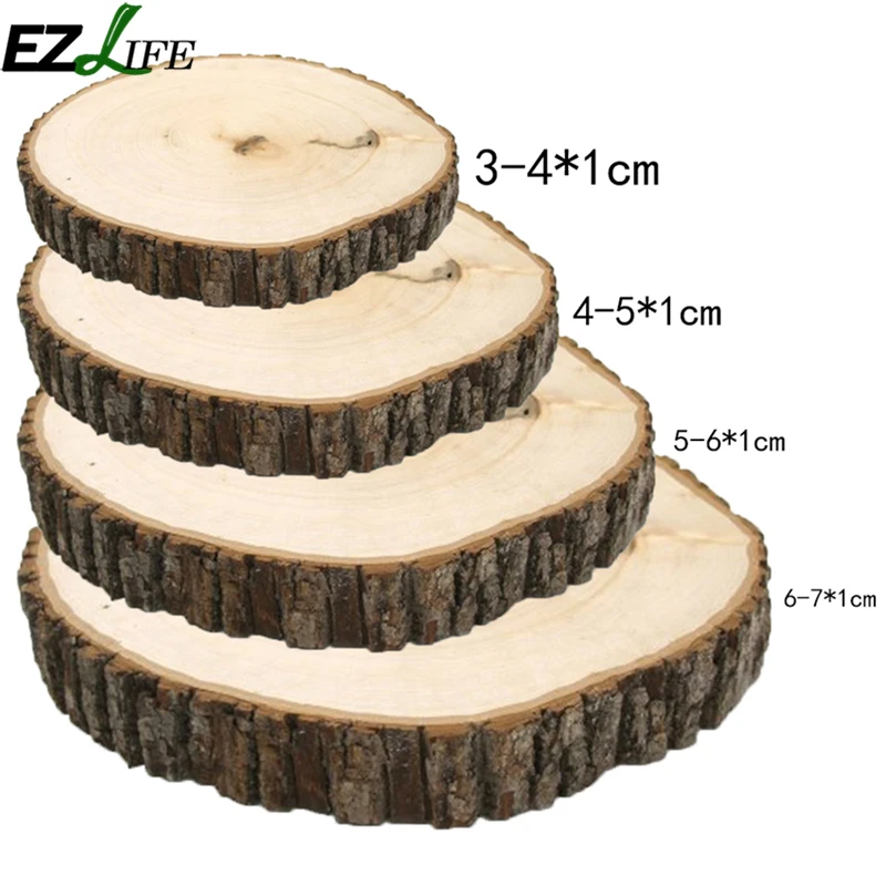 50pcs Unfinished Rustic Natural Round Wood Slices Circles ...
