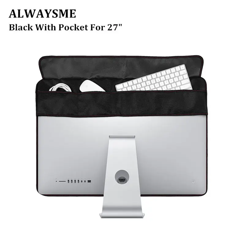 ALWAYSME 19 дюймов 21 дюймов 24 дюймов 27 дюймов черный полиэстер компьютерный пылезащитный чехол для Apple iMac ЖК-экран Dell Sumsung hp - Цвет: 27 Inch With Pocket
