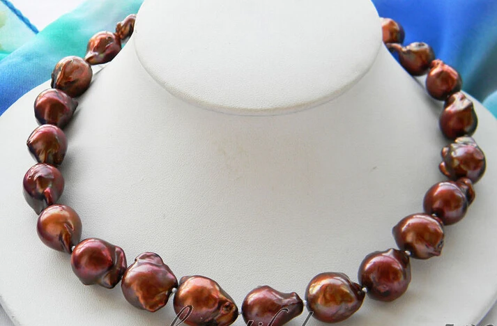

* z4584 HUGE 17" 19MM coffee KESHI REBORN PEARL NECKLACE NEW