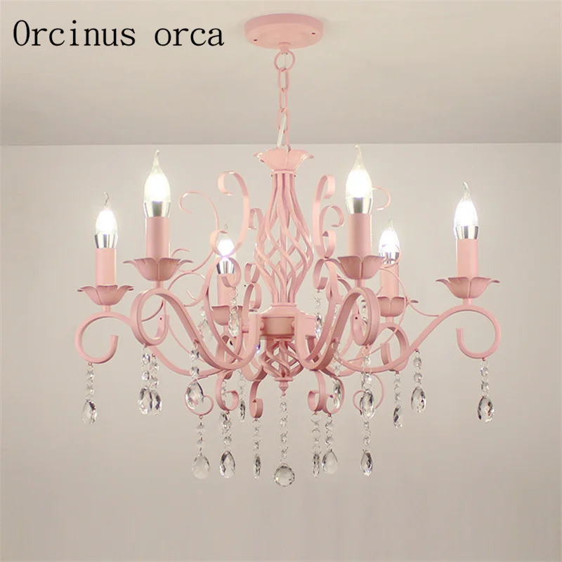 Us 186 0 European Style Garden Crystal Candle Lamp Princess Room Pink Girl Romantic Wedding Lamp Living Room Master Bedroom Chandelier In