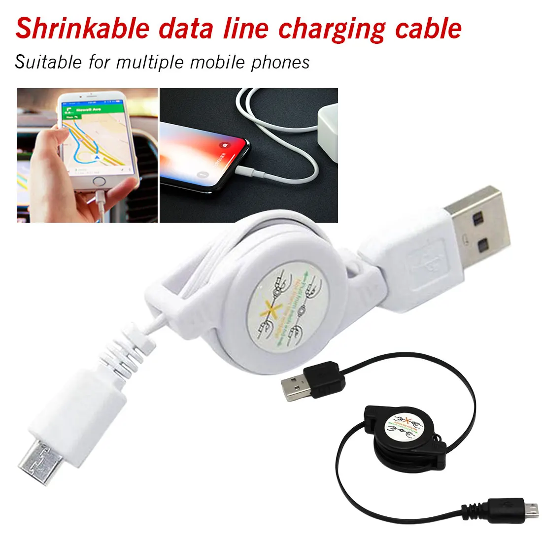 

USB Cable Universal Fast Charging Data Line Type-c 3 in 1 Telescopic USB Extension Cable for Android For Samsung Huawei Xiaomi