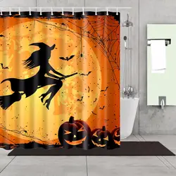 Happy Halloween ведьма Тыква декоративные ткань для занавесок для душа водостойкий полиэстер 180X180 см для ванной шторы