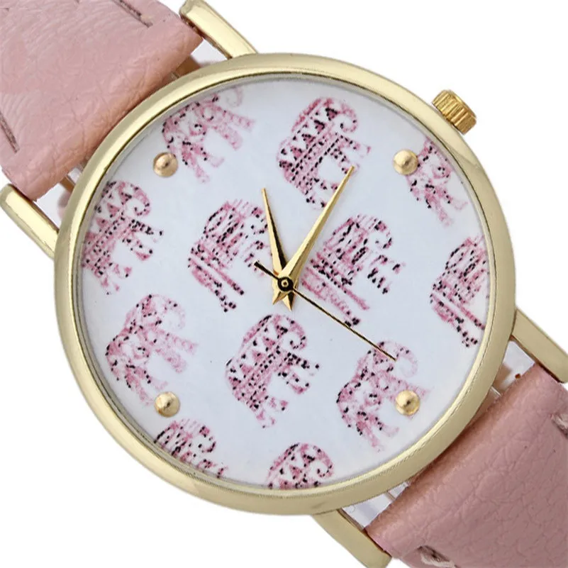 NEW Women's Watches Casual Elephant Pattern watch band leather alloy Analog Quartz Dial Wrist Watch clock relogio feminino M21 (13)