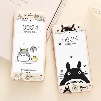 New Totoro front film for iPhone 7 8 plus tempered glass with soft edge screen protector