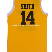 Prince Bel-Air Academy Jersey#14 Smith, черные, желтые, зеленые мужские рубашки, сшитые сзади, топы в стиле хип-хоп