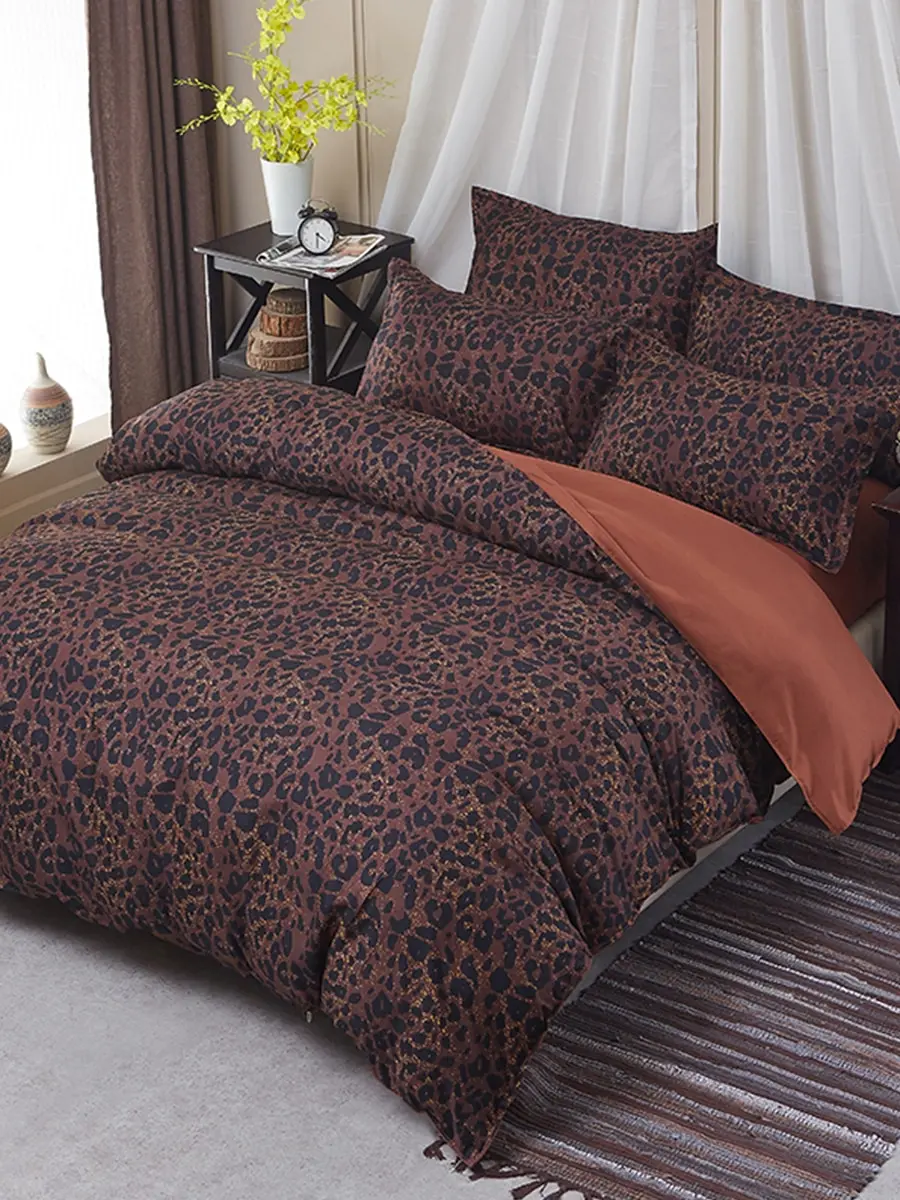 

4 Pcs Duvet Cover Set Simple Solid Comfortable Soft Bedding Cover Set