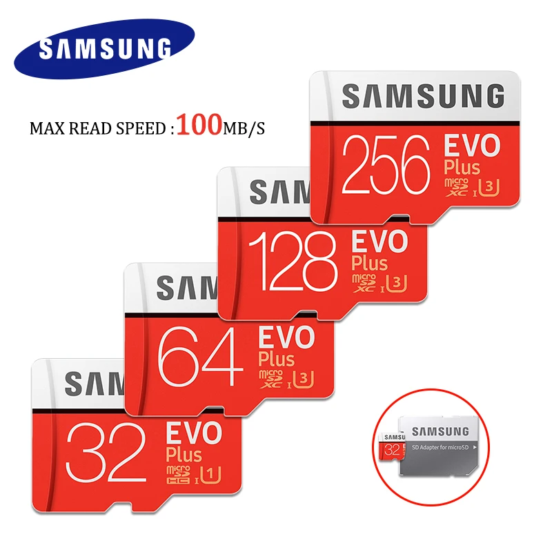 SAMSUNG 100% оригинал TF Micro SD карта памяти MicroSD EVO Plus класс 10 U3 32 Гб 64 128 ГБ 256 Смартфон
