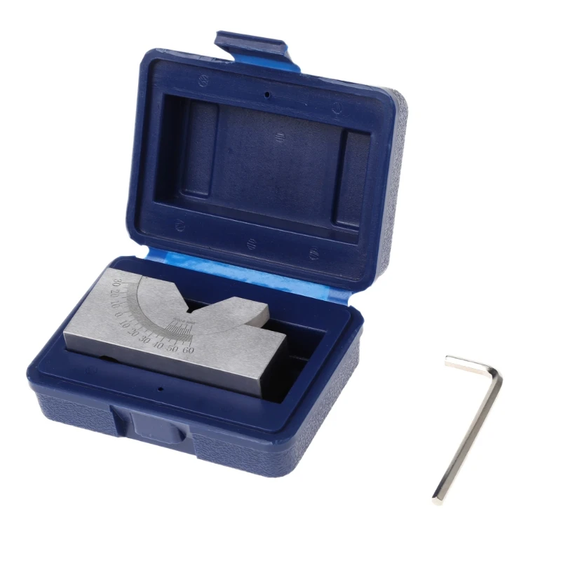 

73.6x23.7x34.3mm Toolmaker Precision Micro Adjustable Angle V Block Milling 0-60 Degree